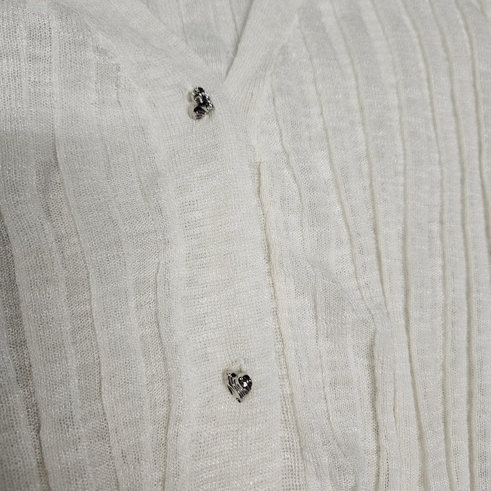 White Ribbed Cardigan - Picture 3 of 4